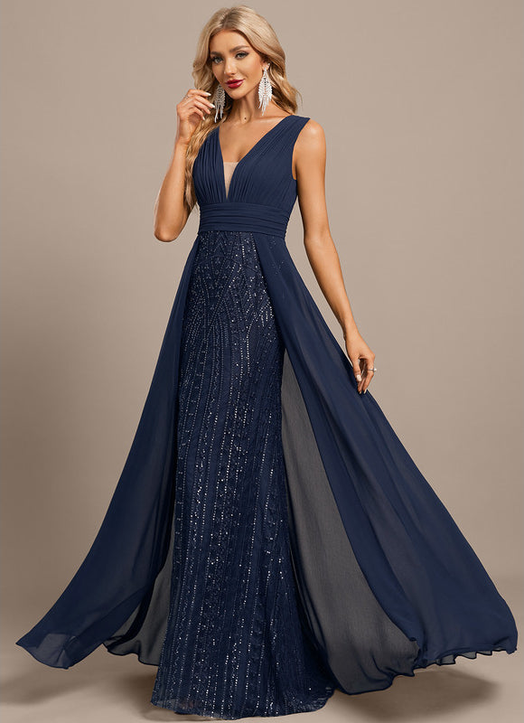 Robe Portefeuille Soirée Marine Scintillante