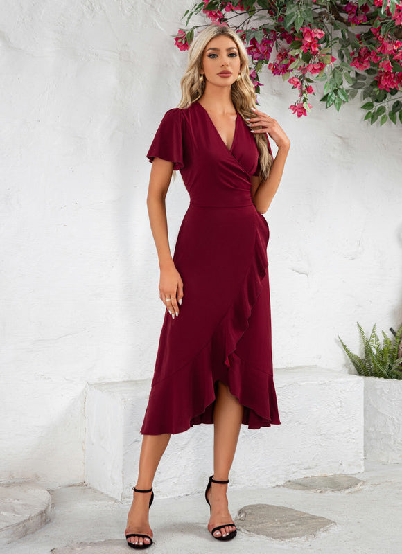 Robe Portefeuille Bordeaux Chic - gallery 2