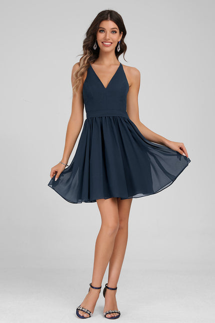 Robe Portefeuille Chiffon Marine - gallery 4