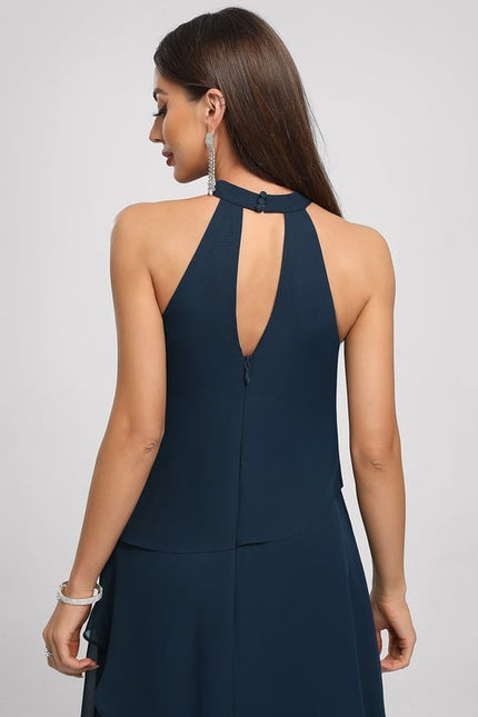Robe Portefeuille Évasée Marine Foncé - gallery 5