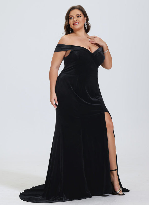 Robe Portefeuille Velours Noir - gallery 8