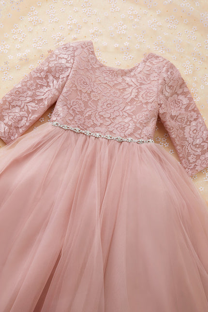 Robe Portefeuille Tulle Rose Poudré - gallery 5