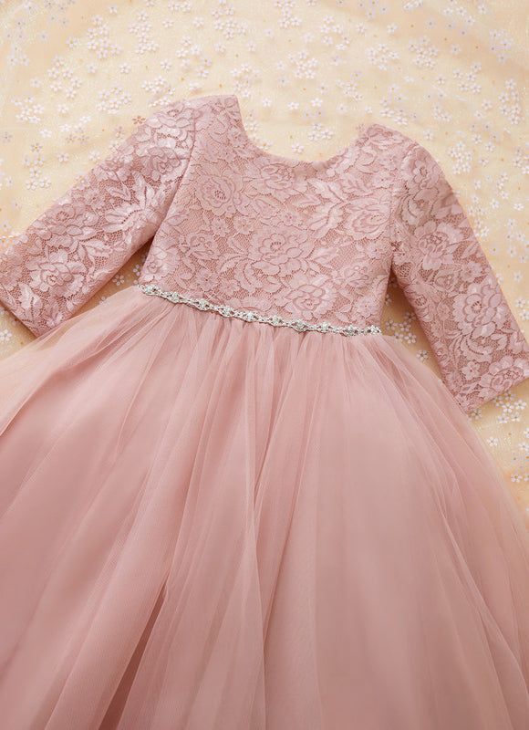 Robe Portefeuille Tulle Rose Poudré - gallery 5
