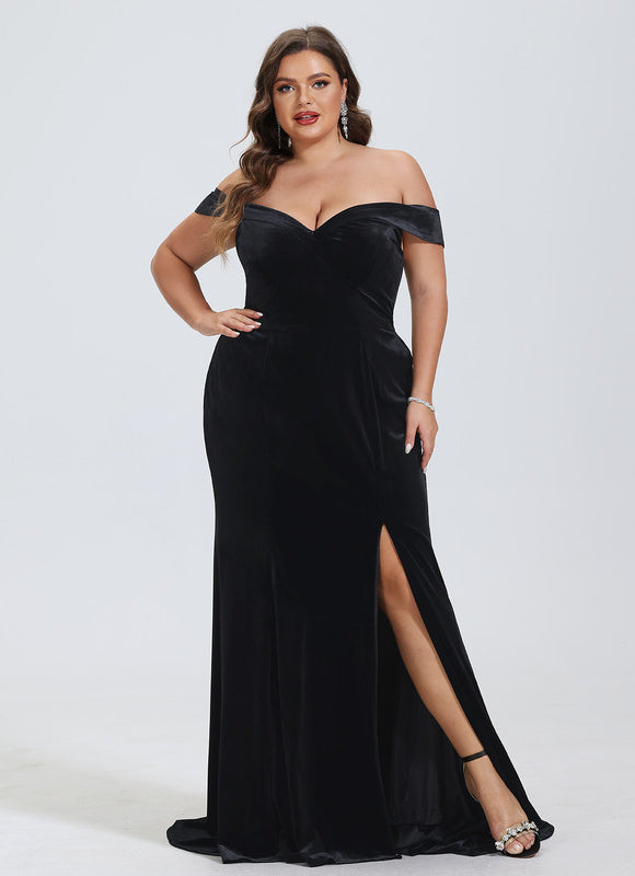 Robe Portefeuille Velours Noir - gallery 4