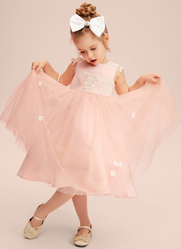 Robe Portefeuille Tulle Enfant Rose - gallery 5