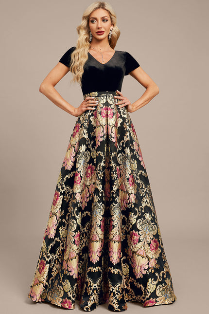 Robe Portefeuille Velours Floral - gallery 2