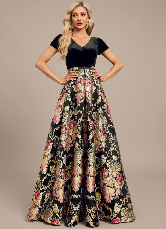 Robe Portefeuille Velours Floral - gallery 2
