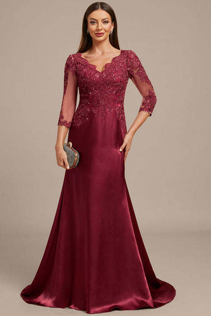 Robe Portefeuille Satin Bordeaux Élégante - gallery 3