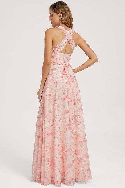 Robe Portefeuille Fleurie Poudrée - gallery 5
