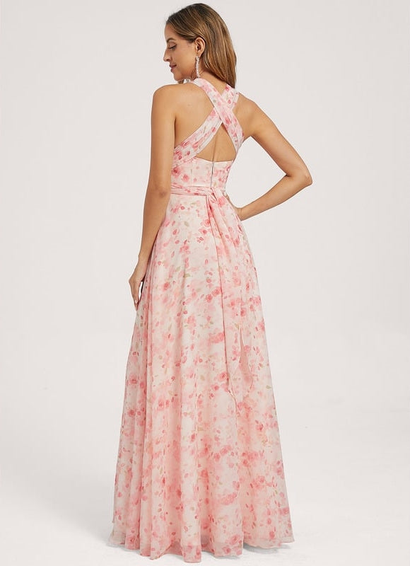 Robe Portefeuille Fleurie Poudrée - gallery 5