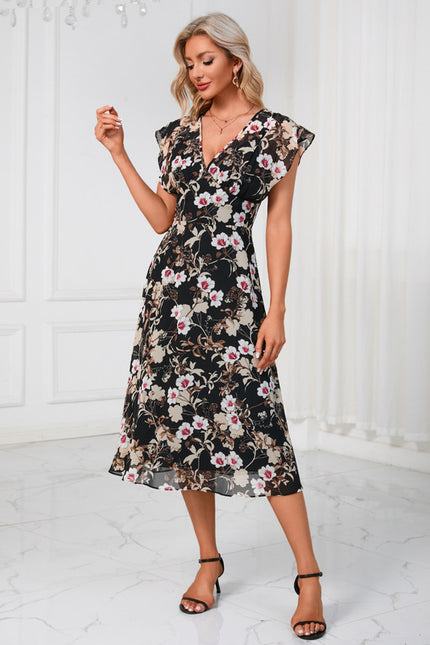 Robe Portefeuille Fleurie Marine - gallery 7