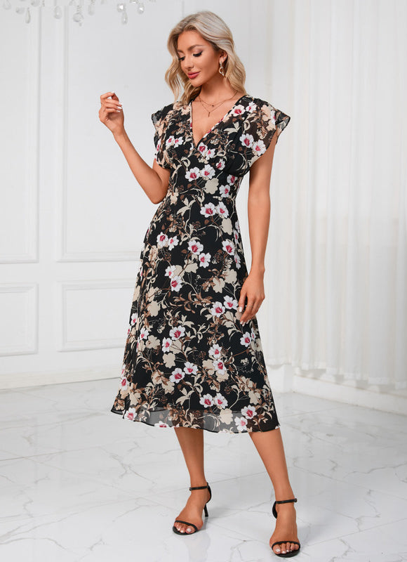 Robe Portefeuille Fleurie Marine - gallery 7