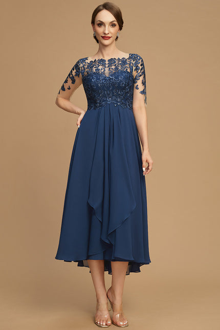 Robe Portefeuille Évasée Marine - gallery 1