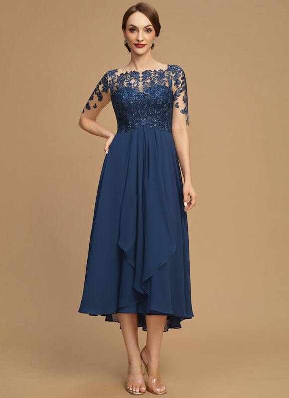 Robe Portefeuille Évasée Marine - gallery 1