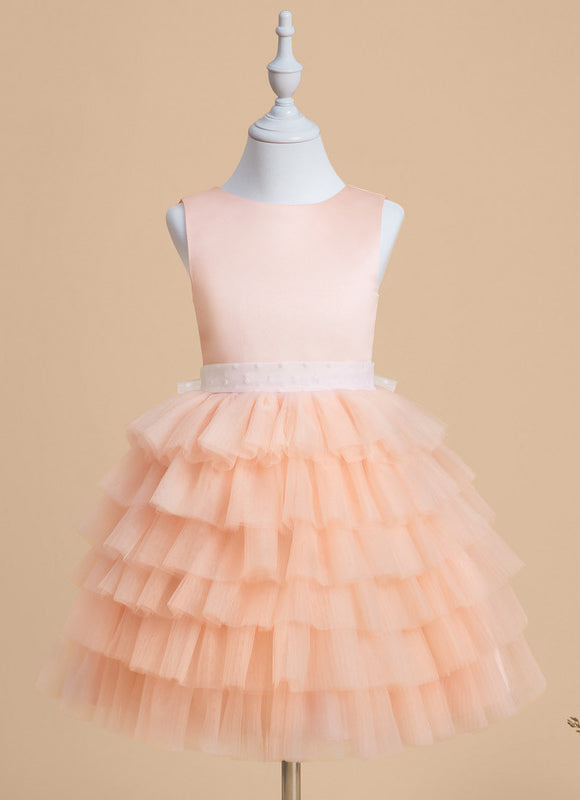 Robe Portefeuille Tulle Pêche - gallery 1