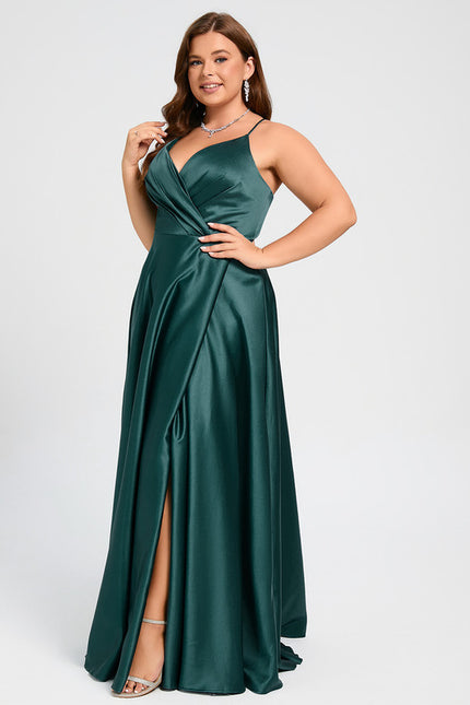 Robe Portefeuille Satin Émeraude Chic - gallery 9