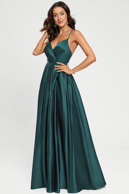 Robe Portefeuille Satin Émeraude Chic - gallery 5