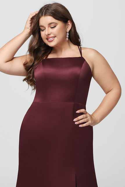 Robe Portefeuille Satin Bordeaux Élégant - gallery 9