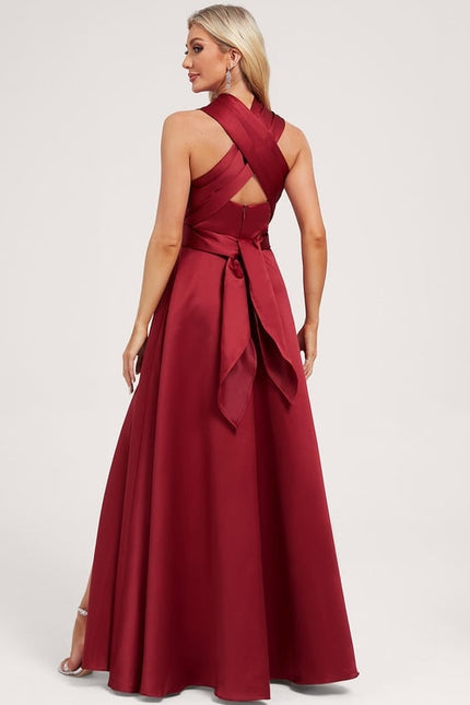 Robe Portefeuille Satin Évasée - gallery 4