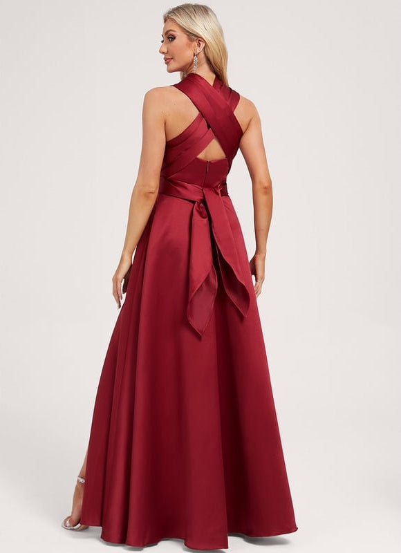 Robe Portefeuille Satin Évasée - gallery 4