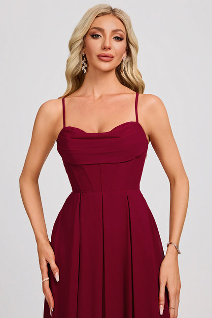 Robe Portefeuille Mousseline Bordeaux - gallery 3