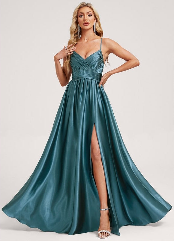 Robe Portefeuille Satin Rose Chic