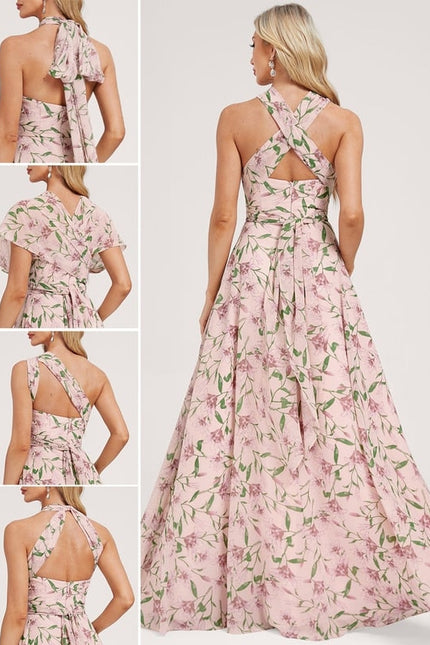 Robe Portefeuille Fleurie Poudrée - gallery 1