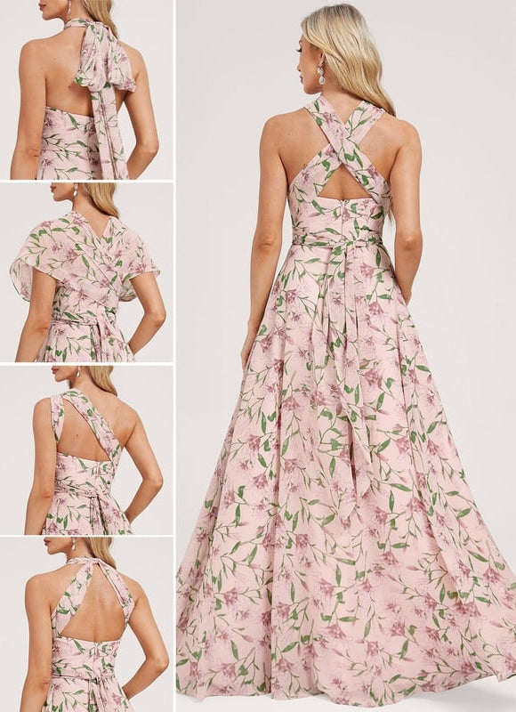 Robe Portefeuille Fleurie Poudrée - gallery 1