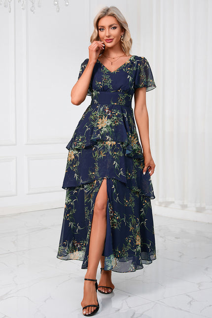 Robe Portefeuille Maxi Florale Bordeaux - gallery 9