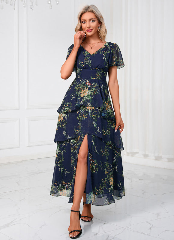 Robe Portefeuille Maxi Florale Bordeaux - gallery 9