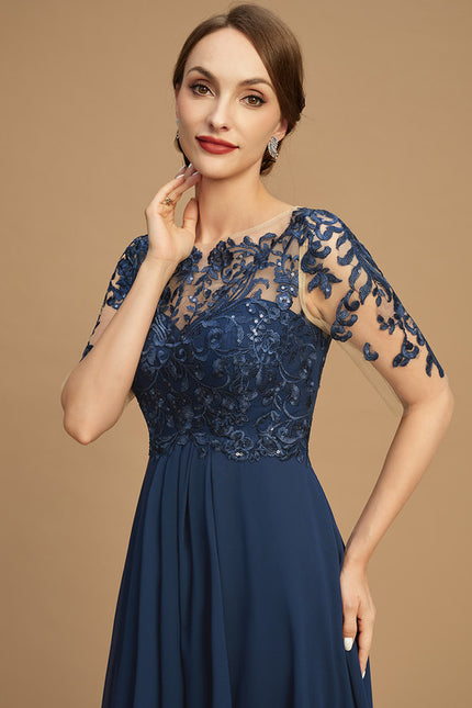 Robe Portefeuille Évasée Marine - gallery 6