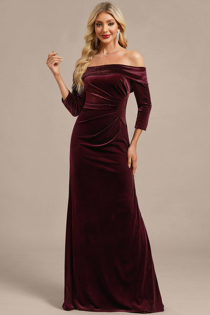 Robe Portefeuille Velours Bordeaux - gallery 3