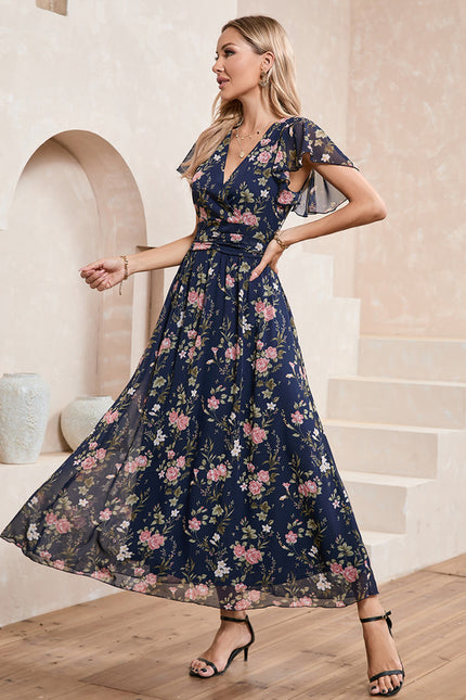 Robe Portefeuille Florale Navy - gallery 4