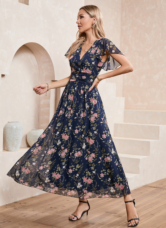 Robe Portefeuille Florale Navy - gallery 4