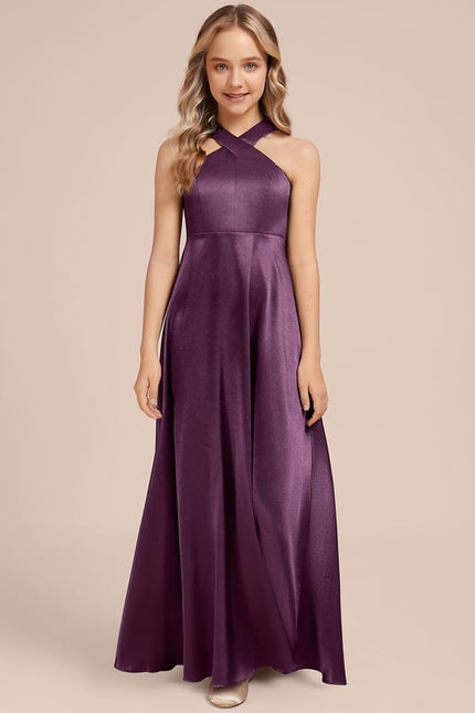 Robe Portefeuille Satinée Prune - gallery 2