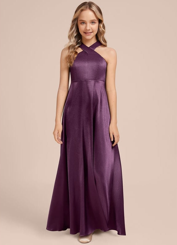 Robe Portefeuille Satinée Prune - gallery 2