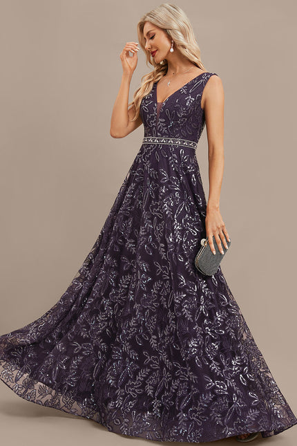 Robe Portefeuille Violet Pailleté - gallery 3