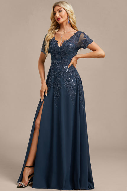 Robe Longue Portefeuille Bleu Marine - gallery 4