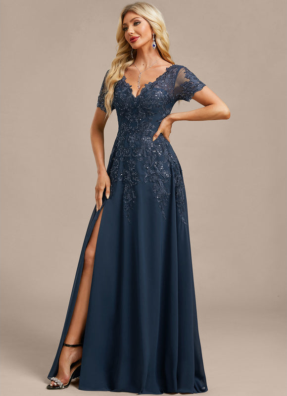 Robe Longue Portefeuille Bleu Marine - gallery 4