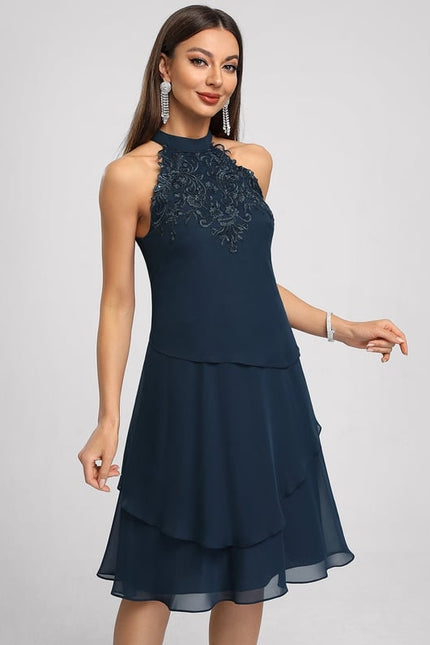 Robe Portefeuille Évasée Marine Foncé