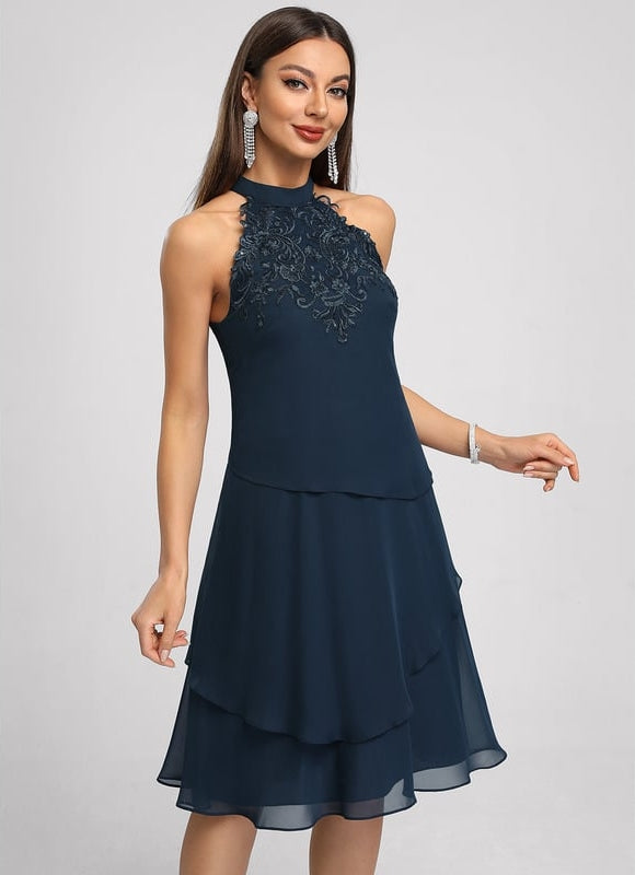 Robe Portefeuille Évasée Marine Foncé