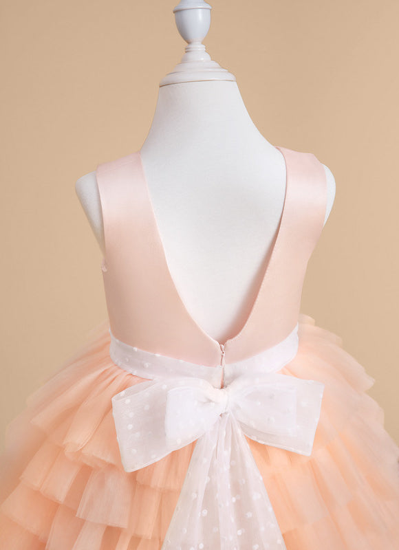 Robe Portefeuille Tulle Pêche - gallery 4