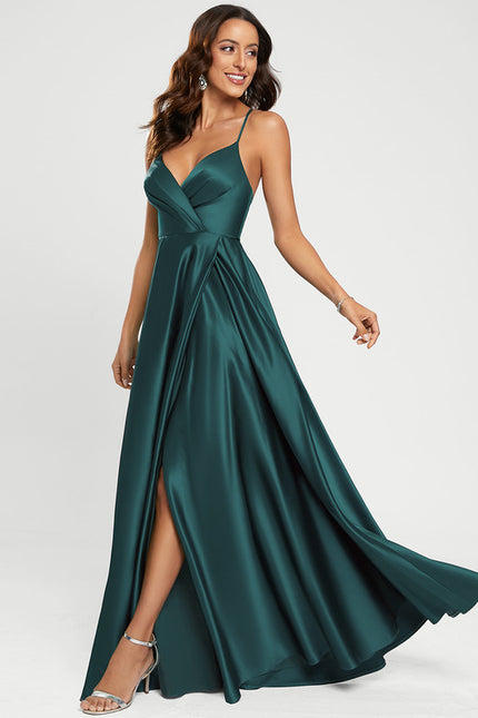 Robe Portefeuille Satin Émeraude Chic - gallery 6