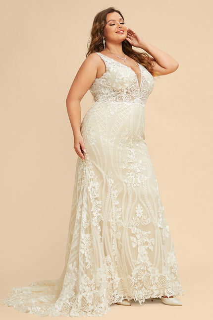 Robe Portefeuille Dentelle Écrue - gallery 9
