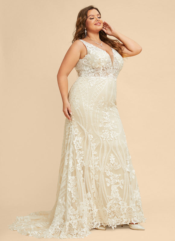 Robe Portefeuille Dentelle Écrue - gallery 9