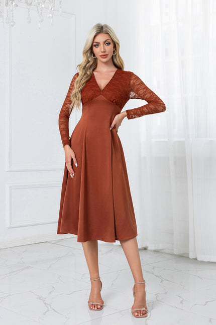 Robe Portefeuille Midi Rouille Élégante - gallery 6