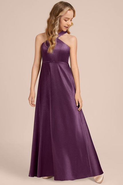 Robe Portefeuille Satinée Prune - gallery 1