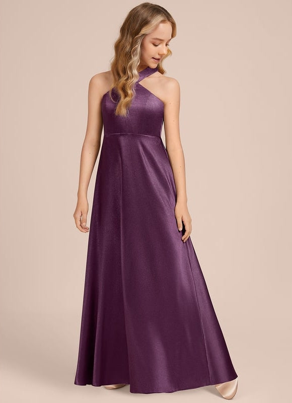 Robe Portefeuille Satinée Prune - gallery 1