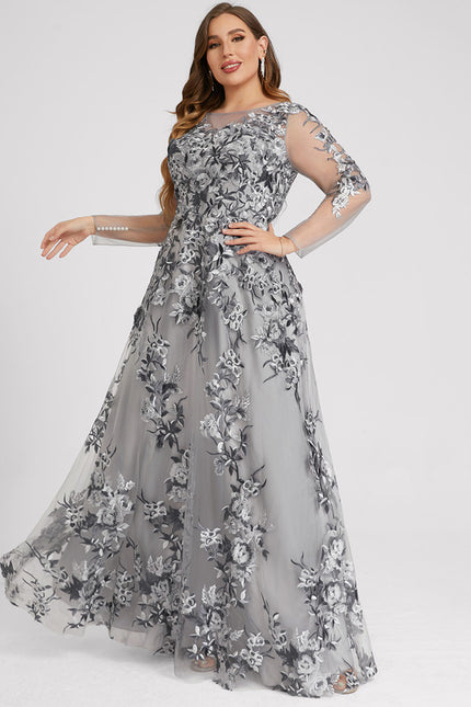 Robe Portefeuille Florale Grise - gallery 7
