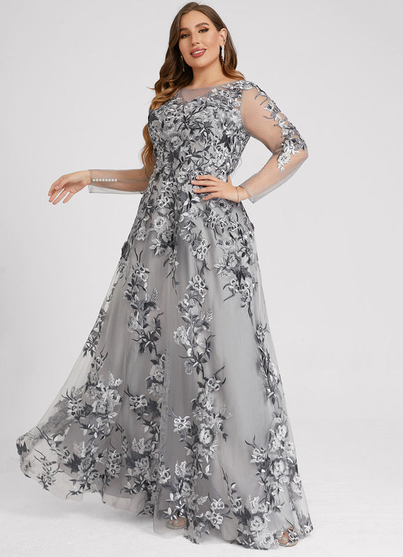 Robe Portefeuille Florale Grise - gallery 7
